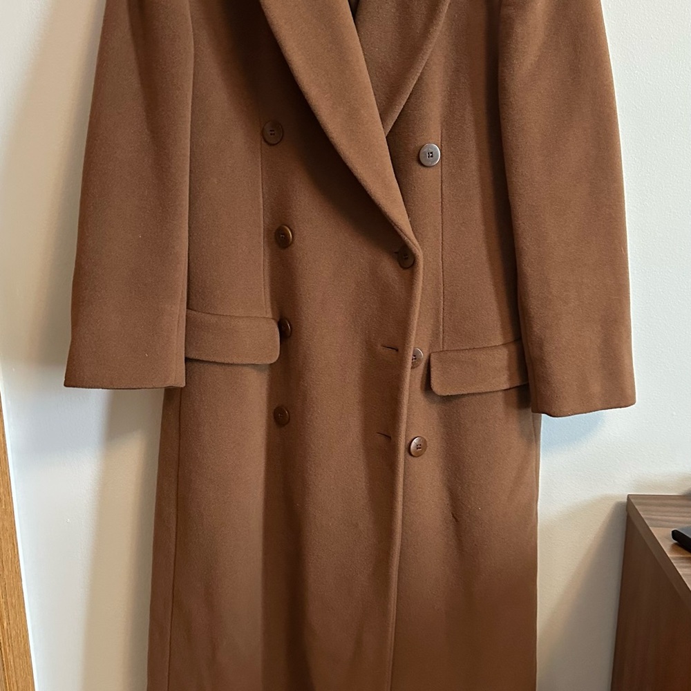 Giorgio Armani Tan Double-Breasted Trench Coat